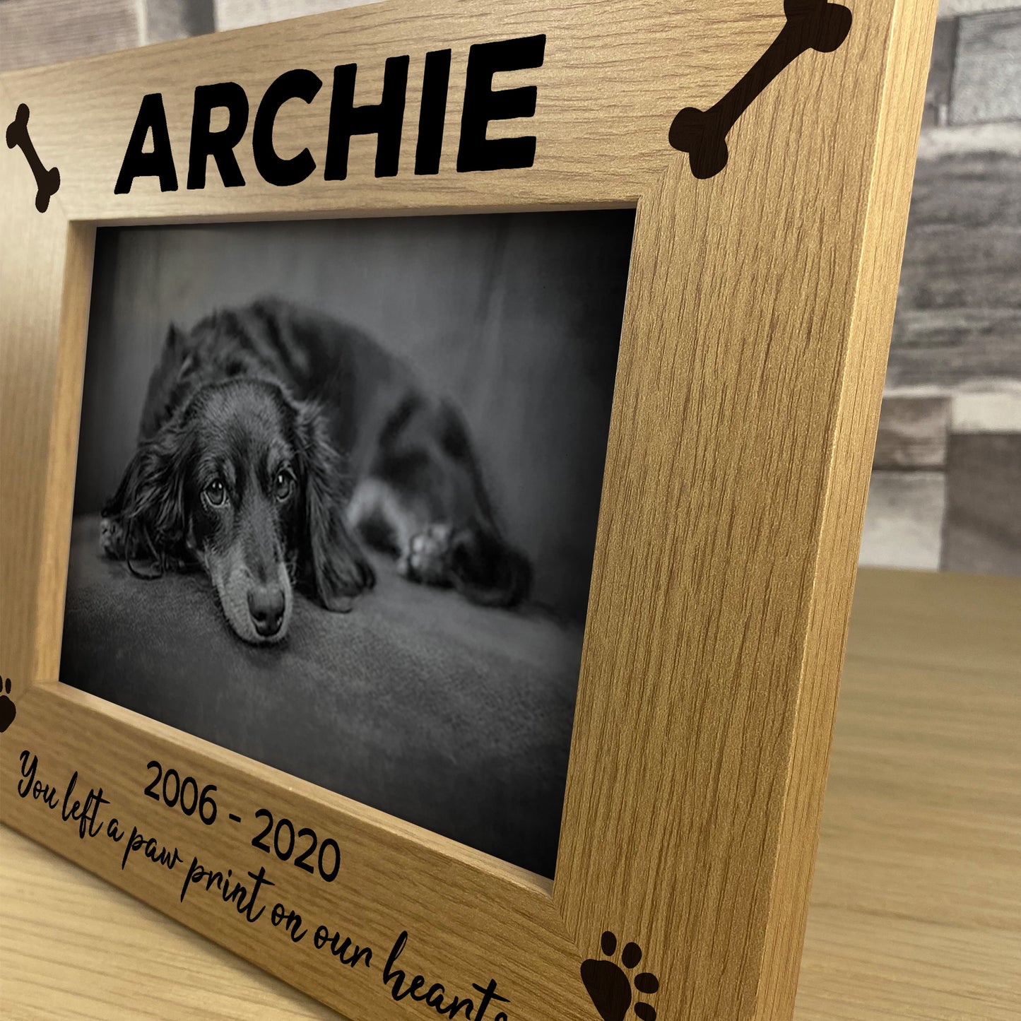 Personalised Pet Wooden Photo Frame Gift Dog Puppy Memorial