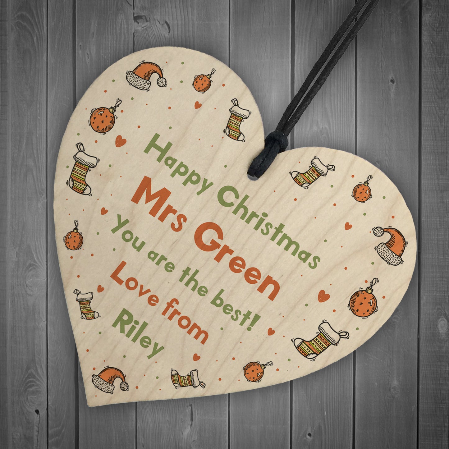 Happy Christmas Teacher Gift Heart Thank You Gift For Teacher