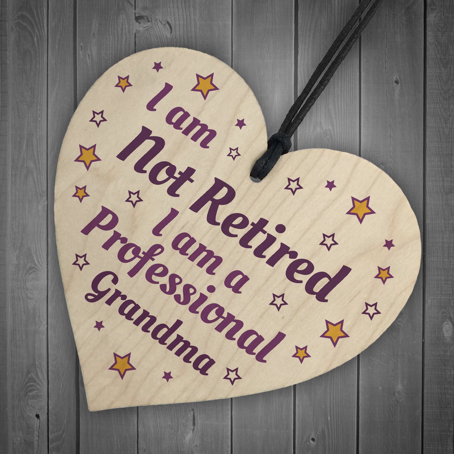 Funny Grandma Gift Wood Heart Not Retired Birthday Gift