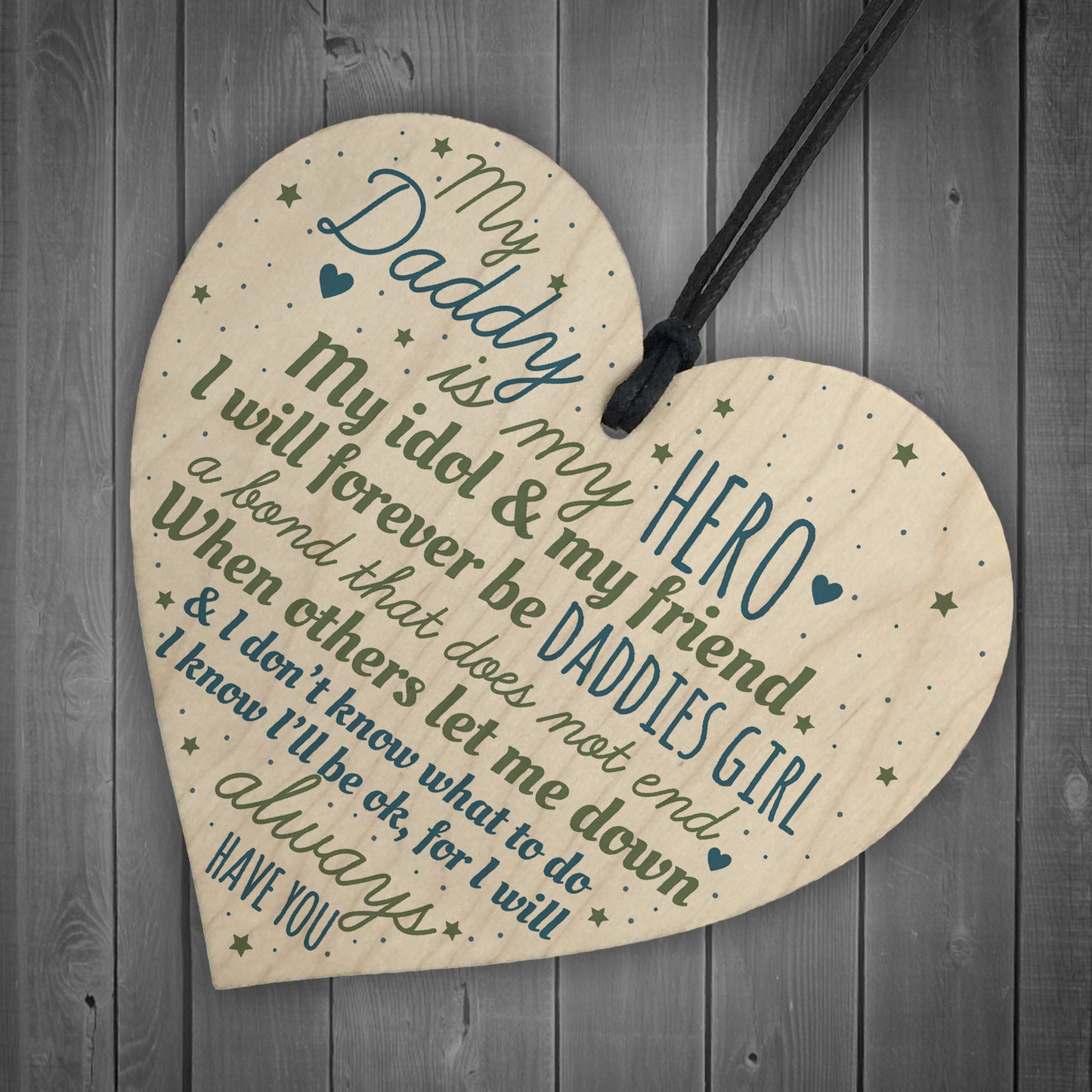 Daddies Girl Daddy Dad Gift Wood Heart Fathers Day Gift For Him