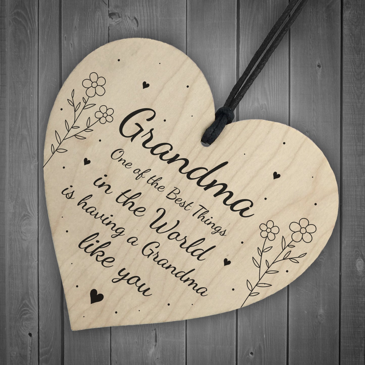 Mothers Day Gift For Grandma Wood Heart Thank You Birthday Gift