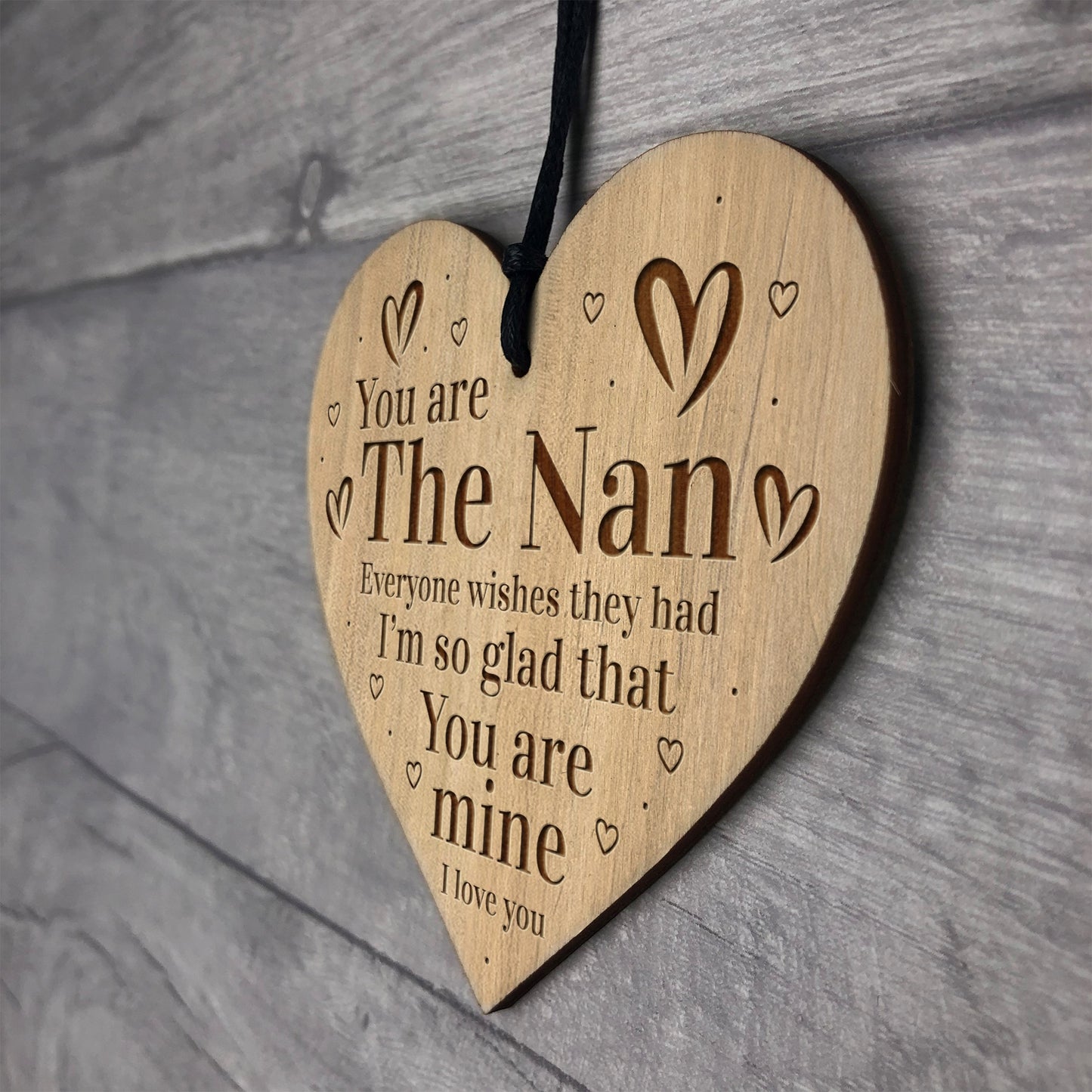 Nan Nanny Gift Engraved Oak Wooden Heart Sign Birthday Gift