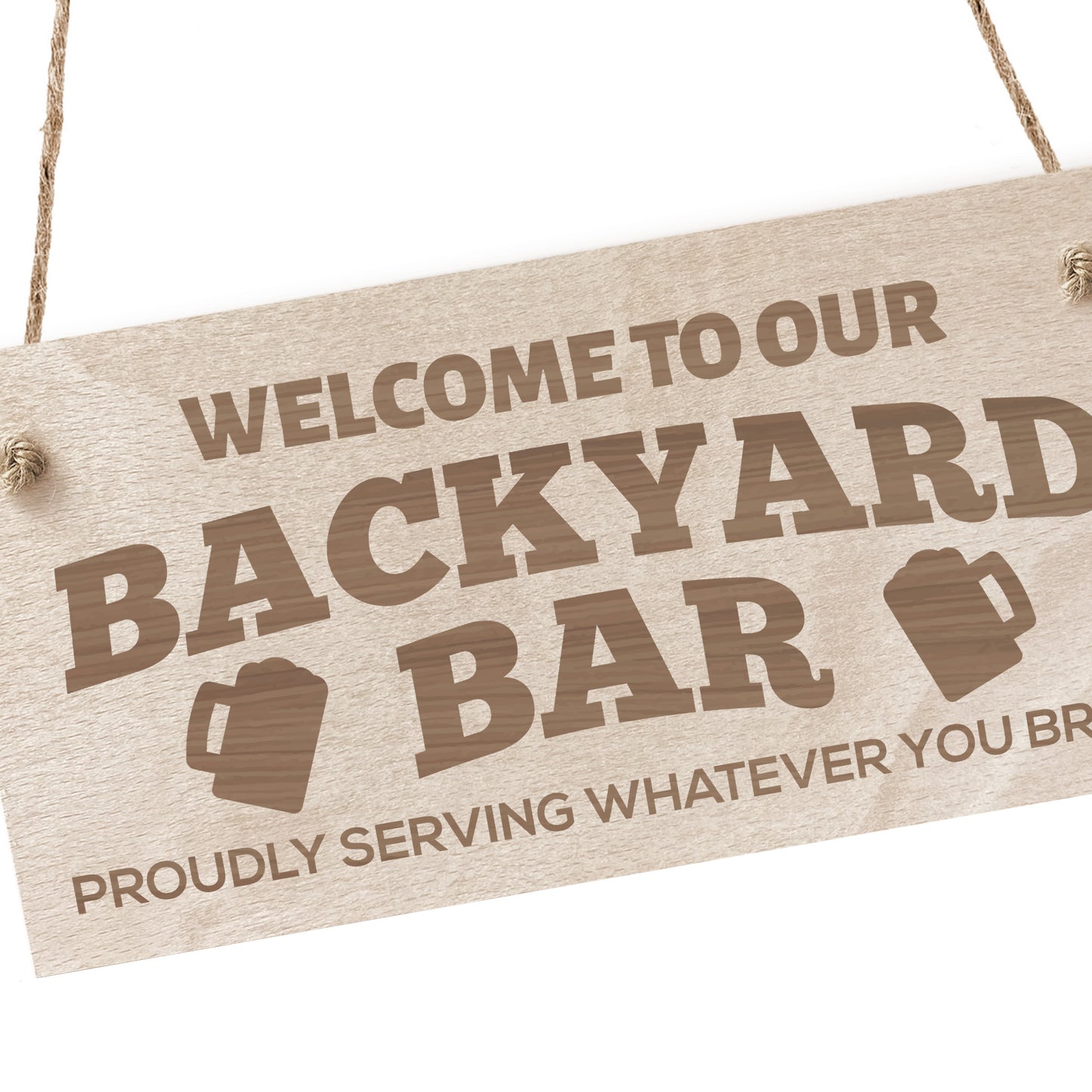 Bar Sign Funny Hanging Wall Sign BACKYARD BAR Sign Welcome Sign