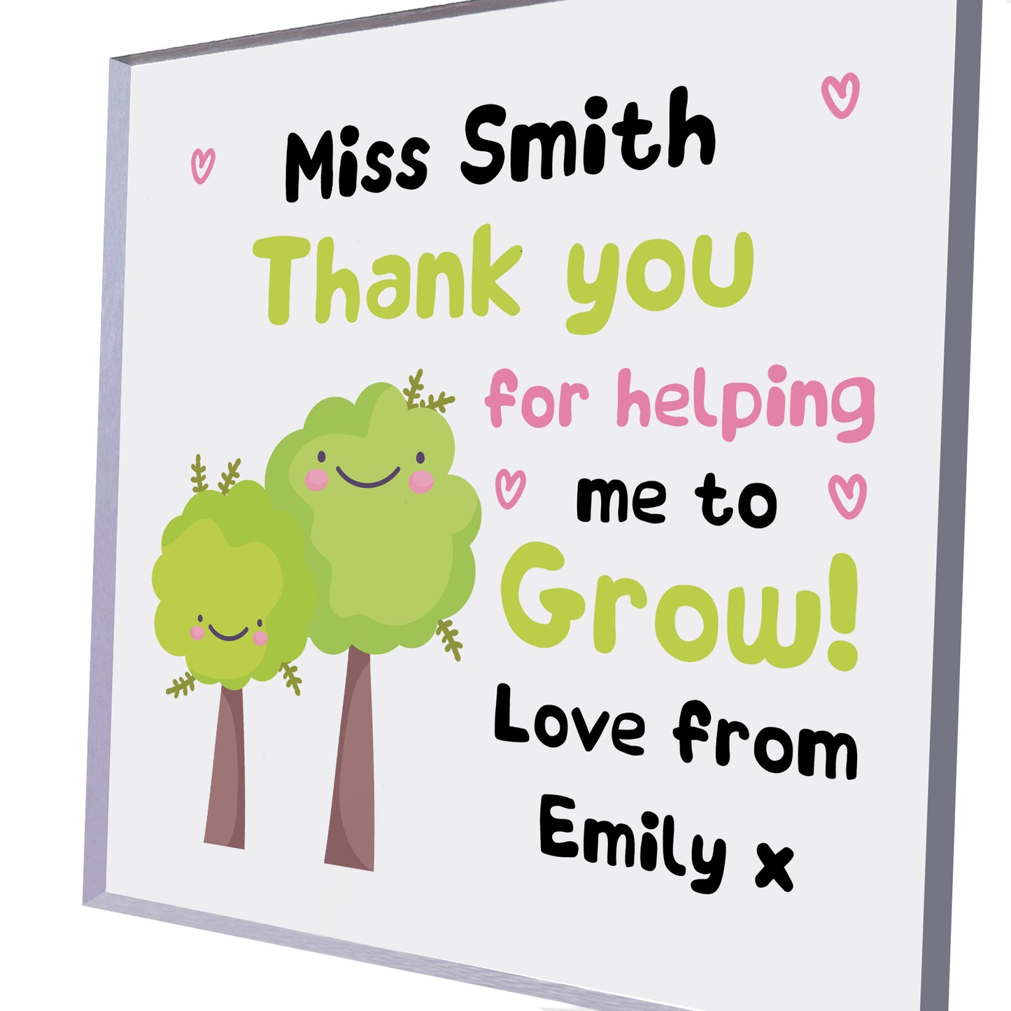 Personalised Thank You Gift For Teacher Helping Me Grow Leaving