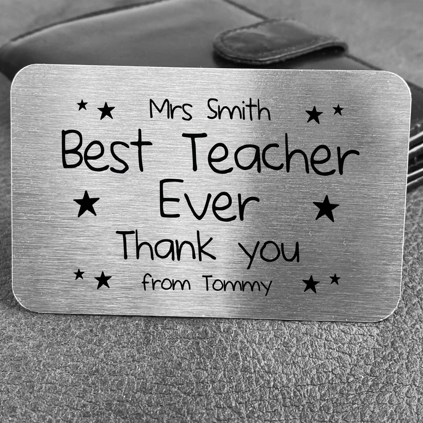 Personalised Best Teacher Thank You Metal Wallet Card Christmas