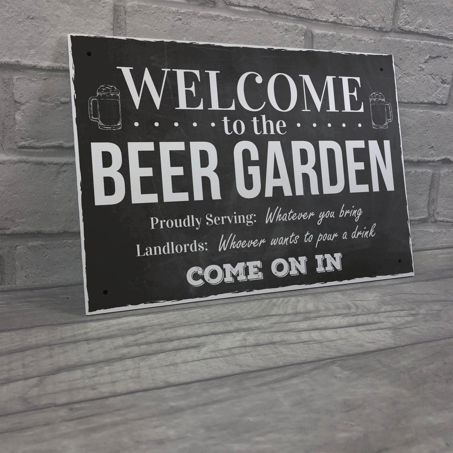 Chalk Welcome To The Beer Garden Hanging Wall Sign Landlord Pub