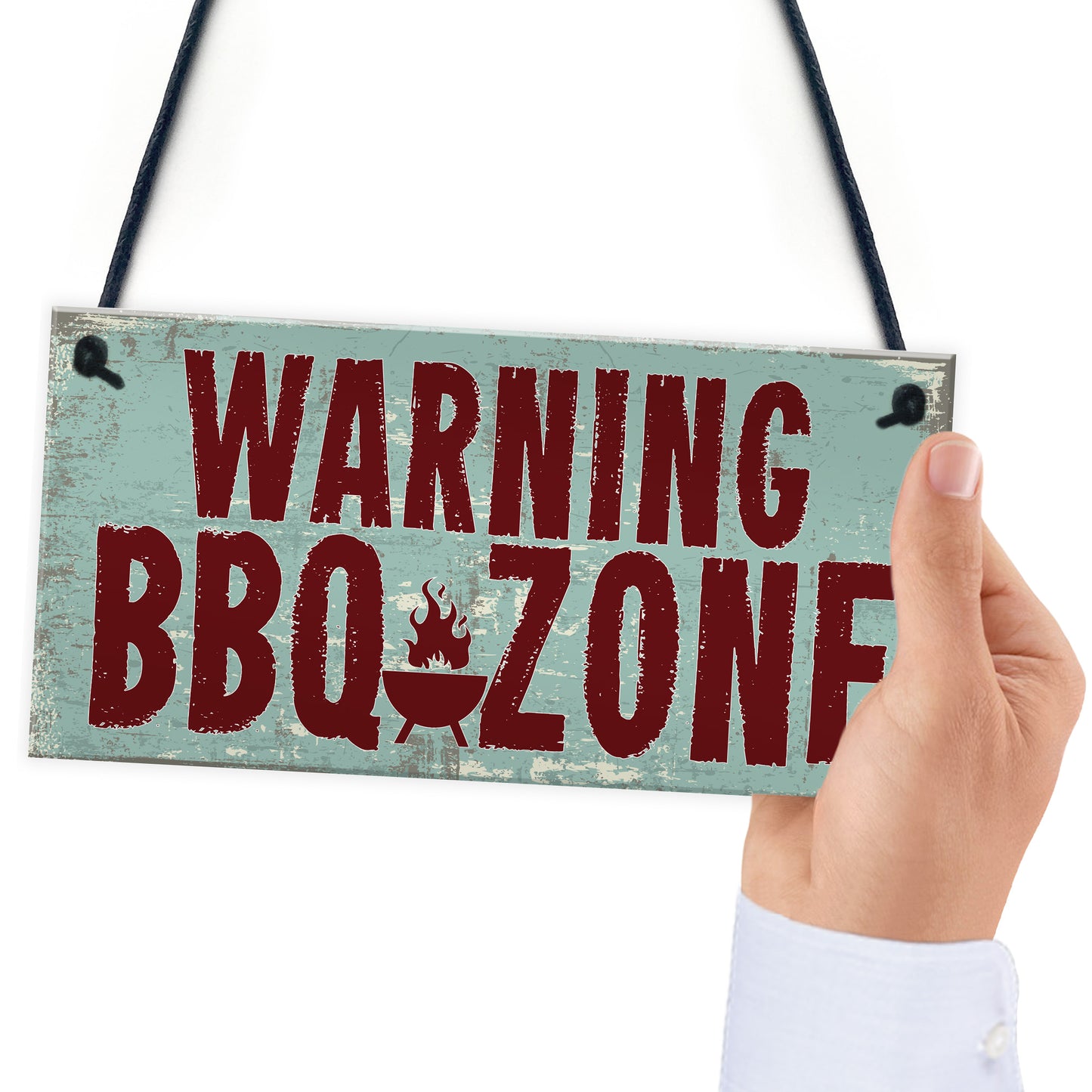 Warning BBQ ZONE Barbecue Garden Bar Hanging Wall Plaque Sign