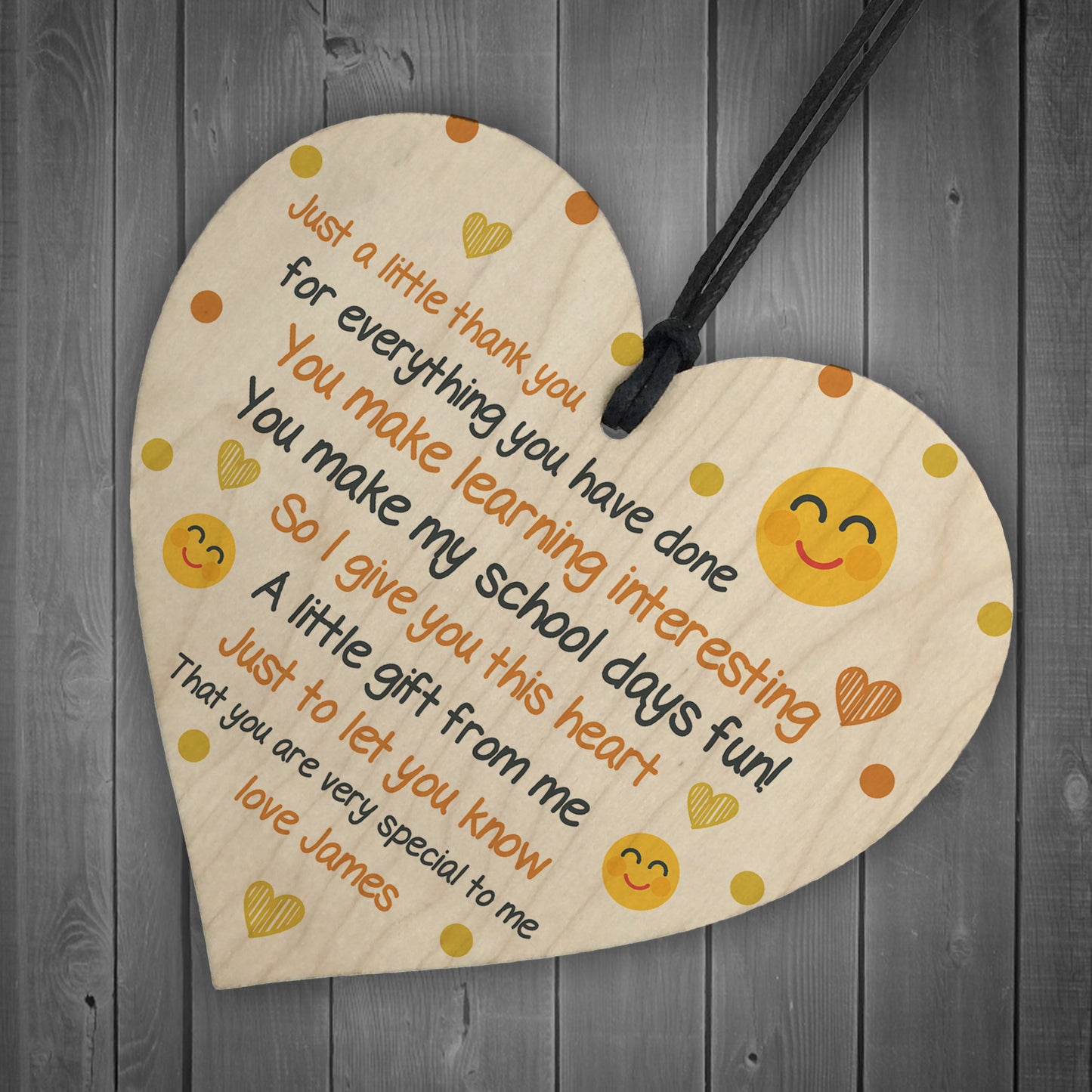 Personalised Teacher Teaching Assistant Gifts Wood Heart