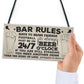 Bar Rules Still Standing Alcohol Beer Pub Plaque Funny Man Cave