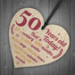 Novelty 50th Birthday Gift Wooden Heart Plaque Friendship Gift