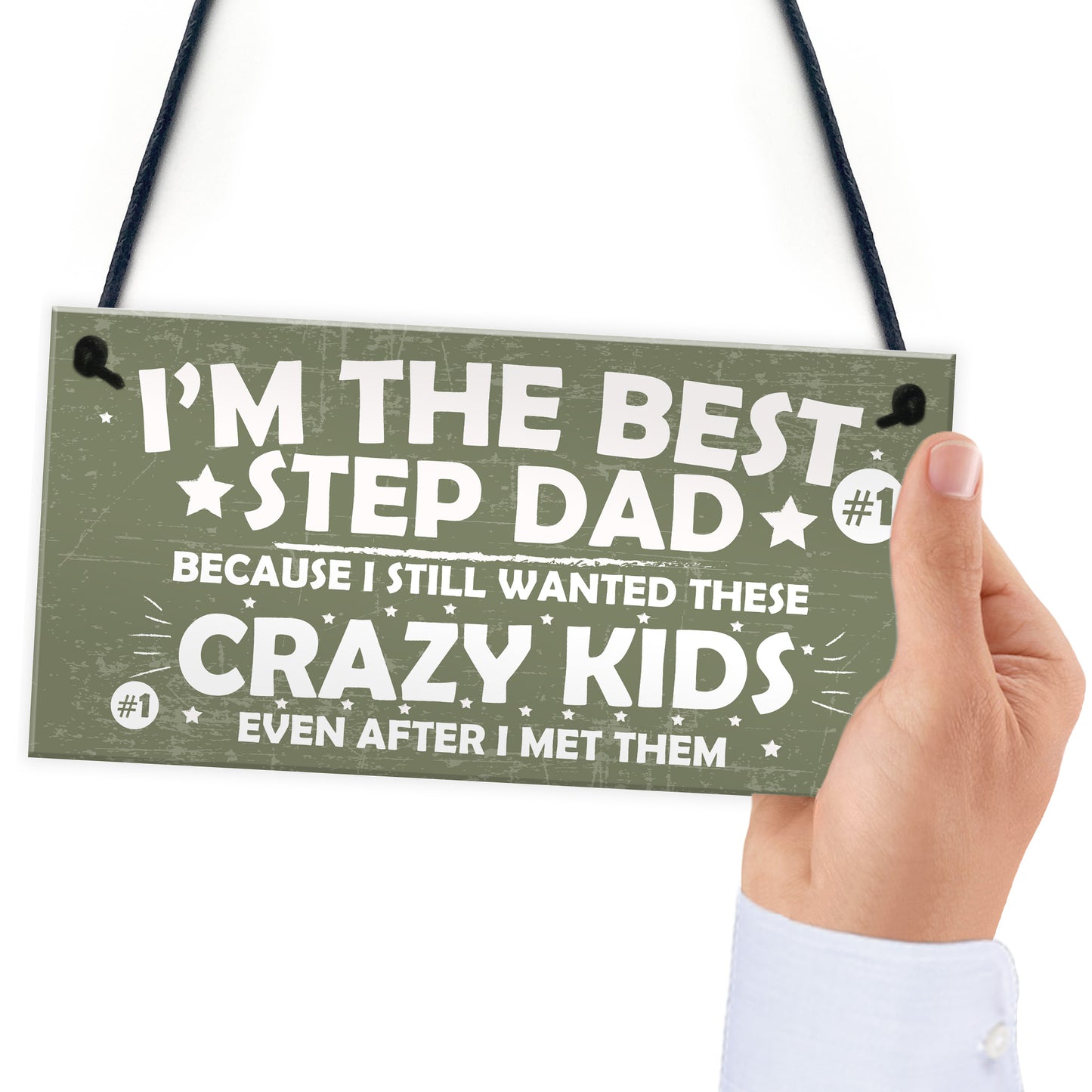 Best Step Dad Crazy Kids Novelty Hanging Plaque Fathers Day Gift