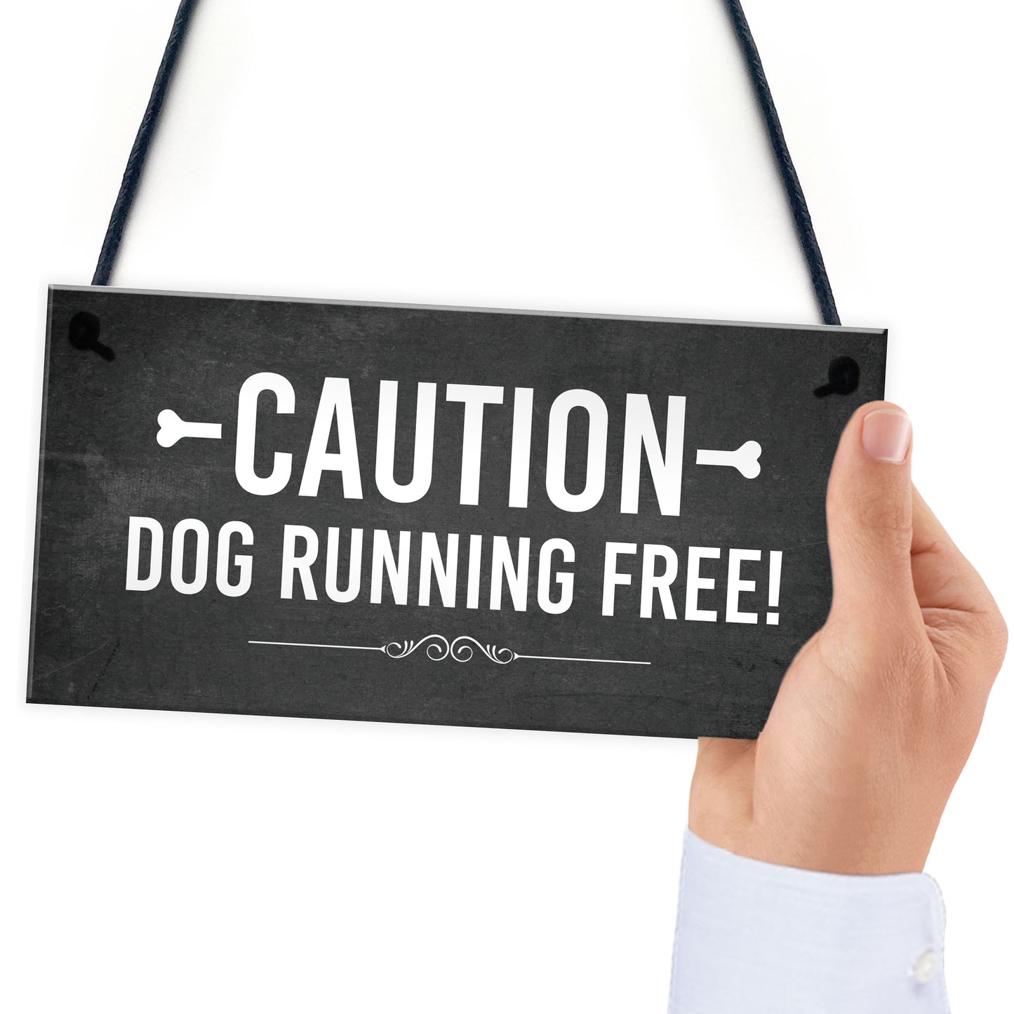 CAUTION Dog Running Free Sign Gate Sign Fence Sign Garden Plaque