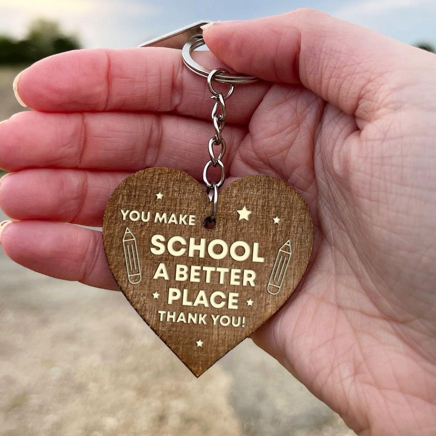 Teacher Gift Wooden Keyring TA Thank You Gift For Him Her