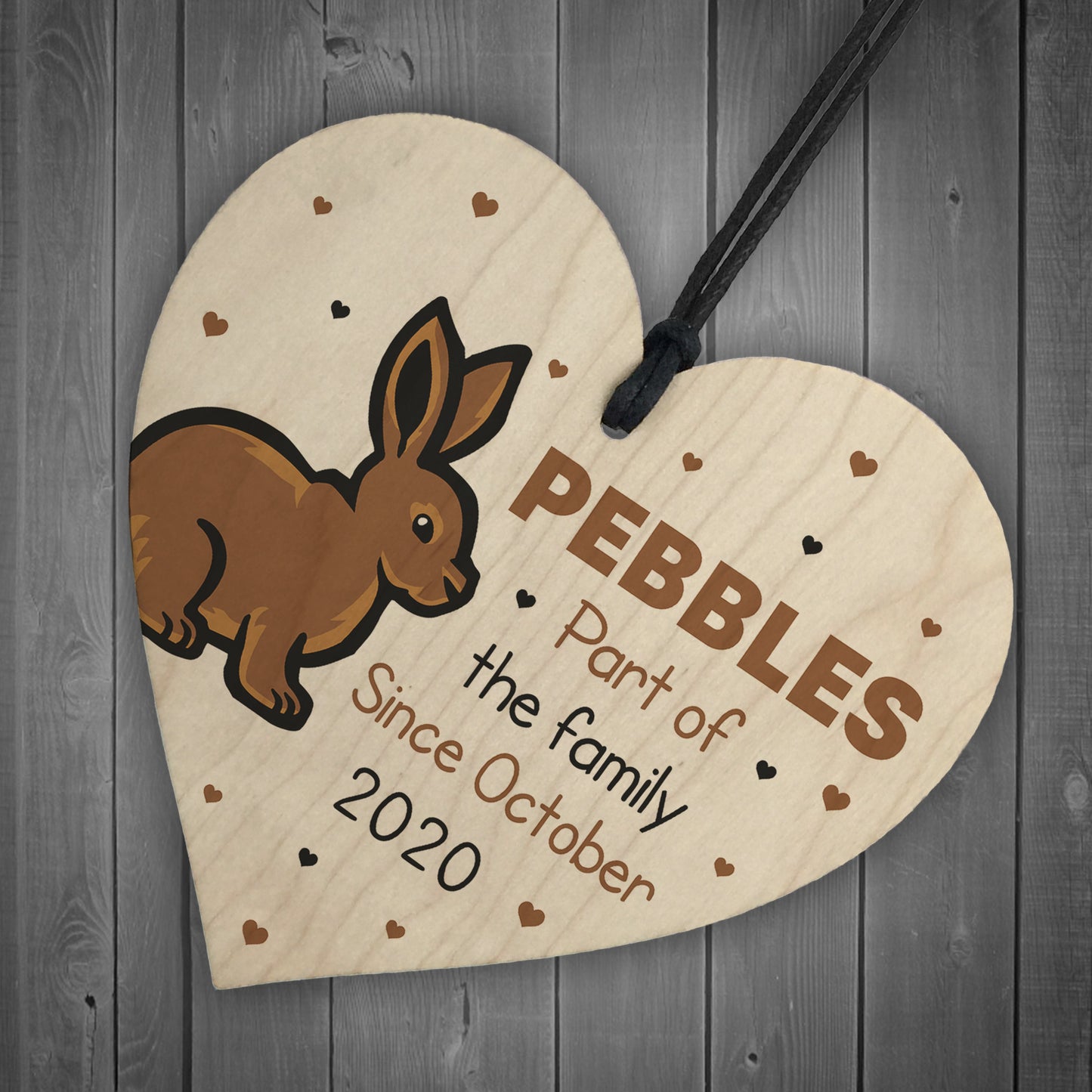 Personalised Rabbit Sign For Home Wood Heart Rabbit Lover Gift