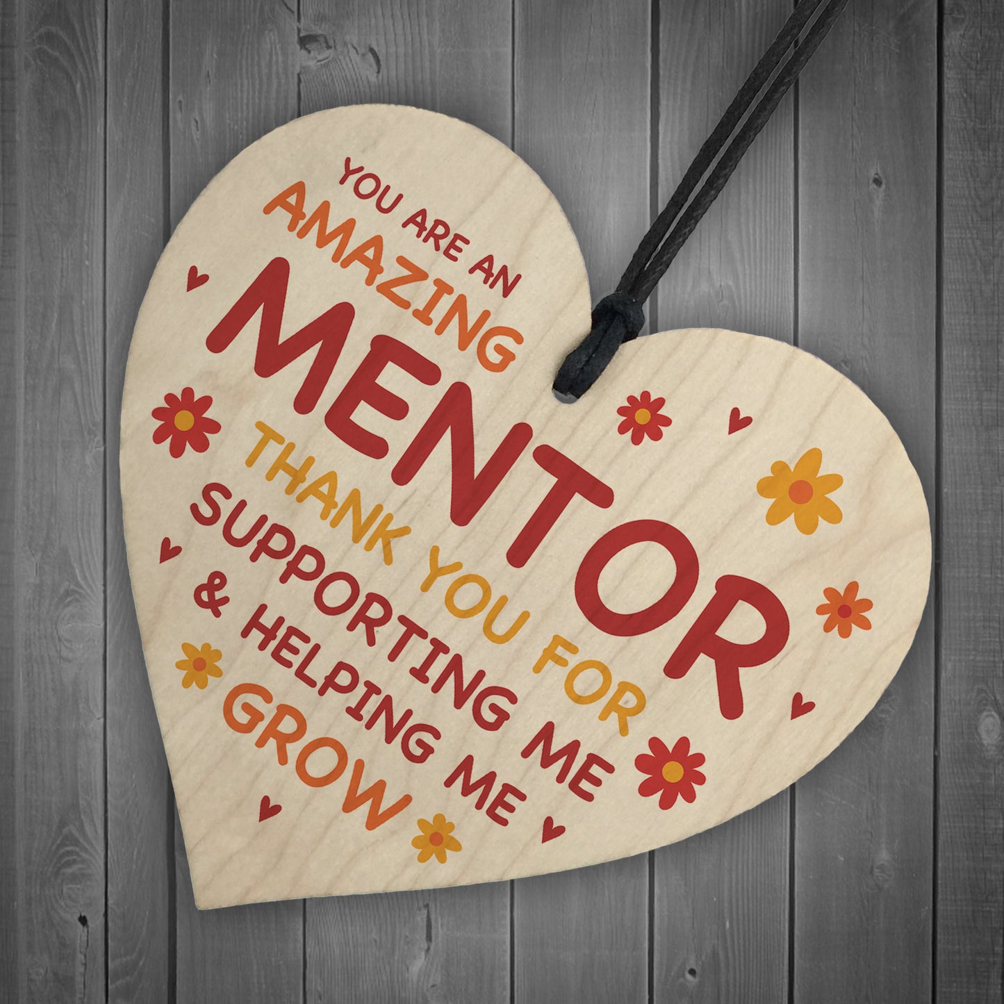 MENTOR Gift Hanging Wood Heart Thank You Teacher Mentor Gift