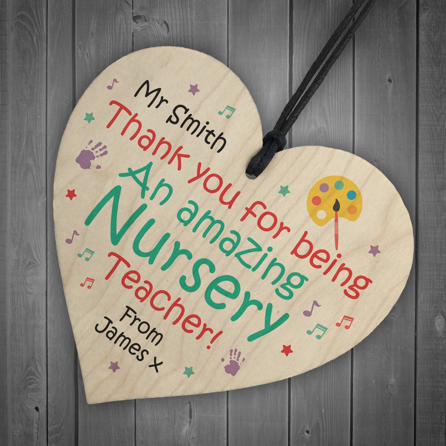 Personalised Wooden Teachers Gift Heart Plaque Nursery Teacher