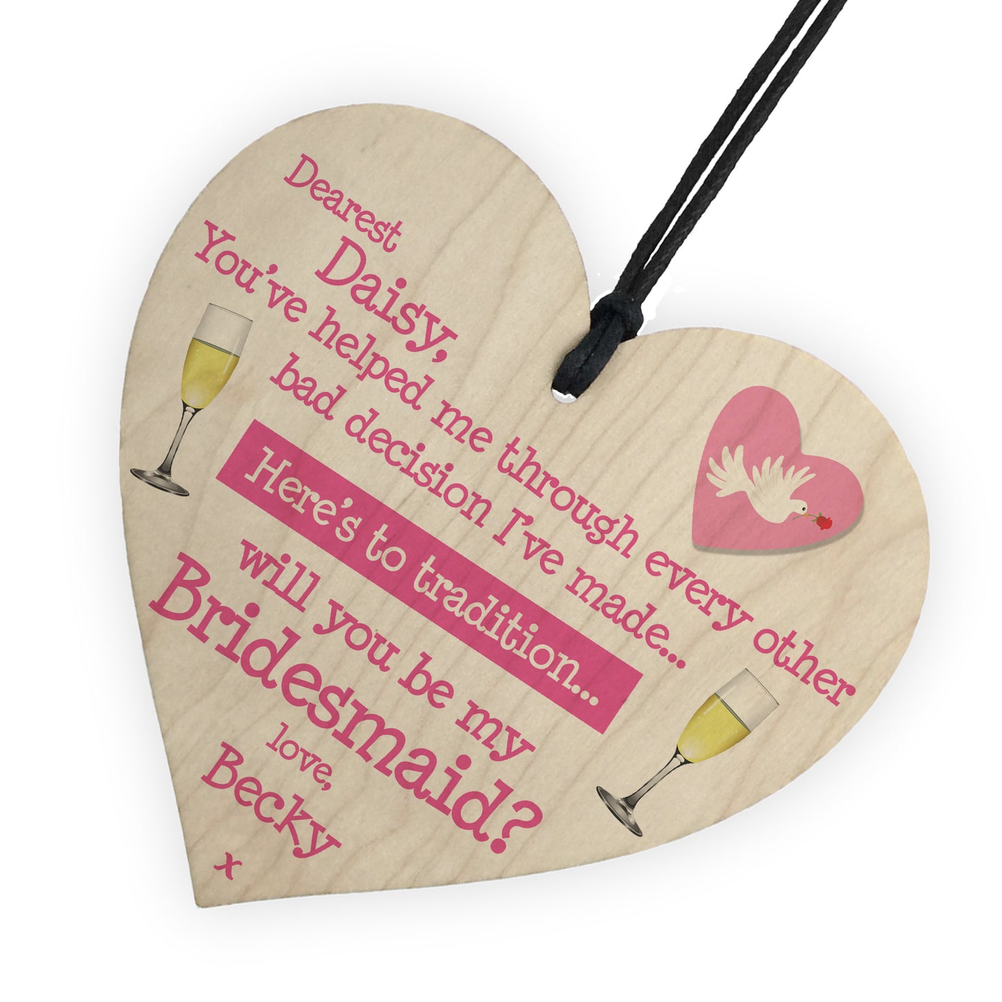 Personalised Bridesmaid Invitation Funny Wedding Hanging Plaque