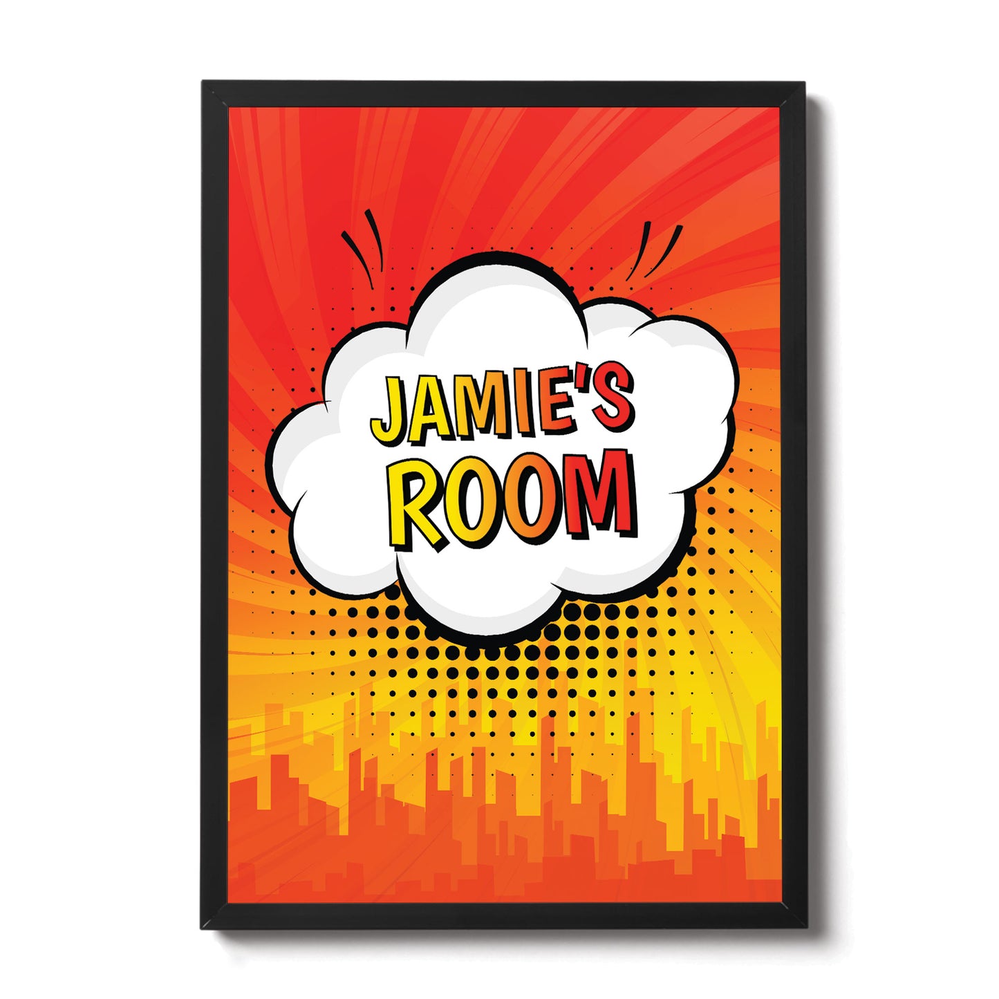 Personalised Superhero Wall Art Framed Picture Boys Bedroom Sign