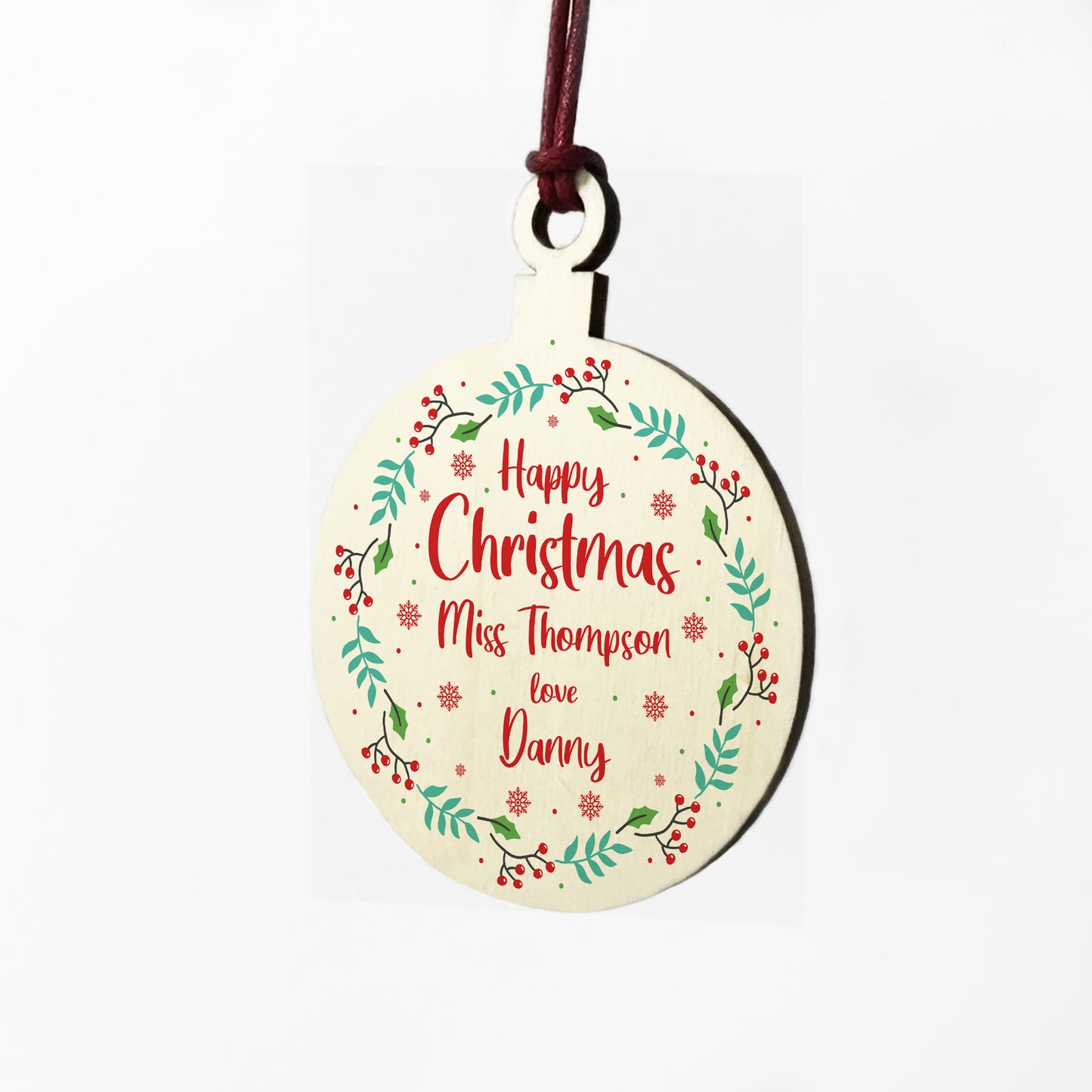 Gift For Teacher Assistant Christmas Wood Bauble Thank You Gift