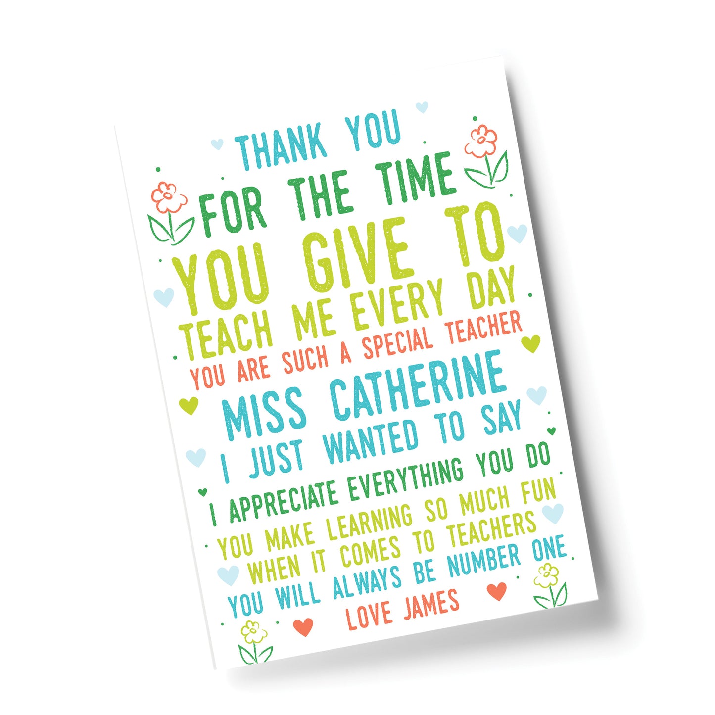 Thank You Poem Personalised Print Best Teacher Assistant Leaving