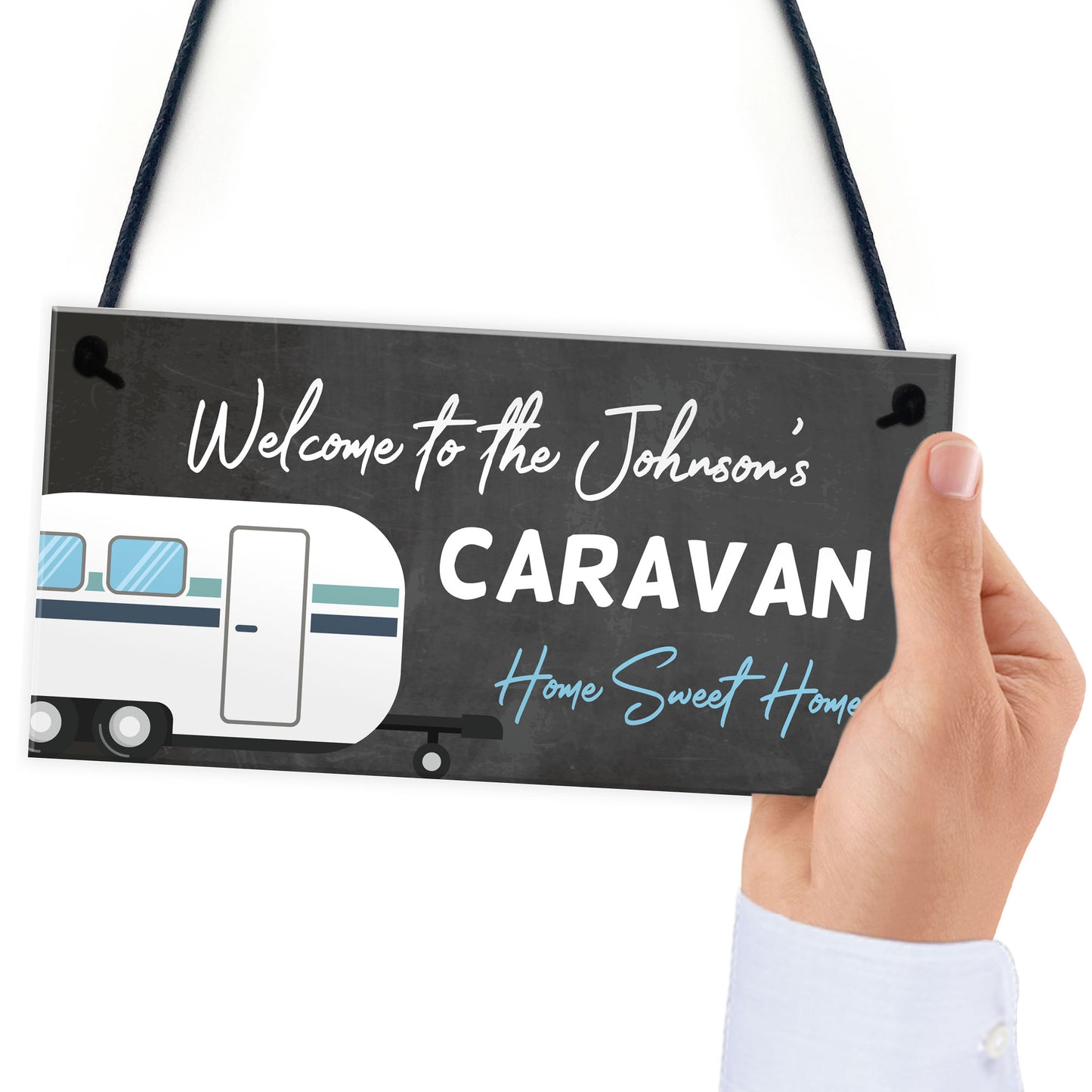 Personalised Caravan Sign For Family Hanging Door Sign