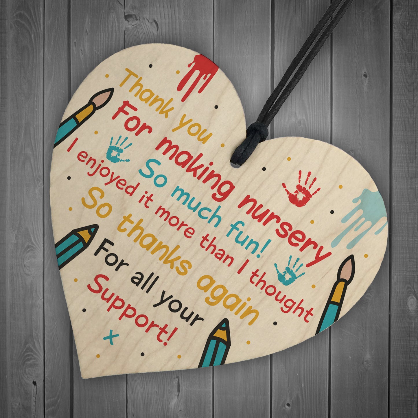 Nursery Teacher Thank You Gifts Wooden Heart Leaving Present