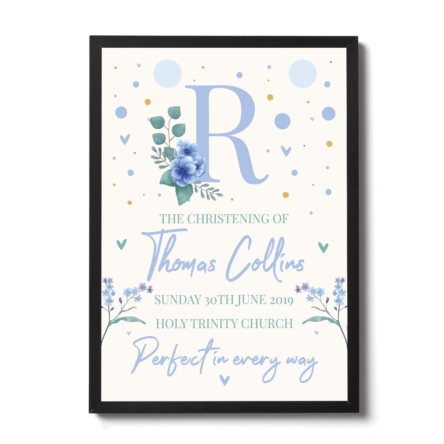 Baby Boy Christening Gift Personalised Framed Print Keepsake