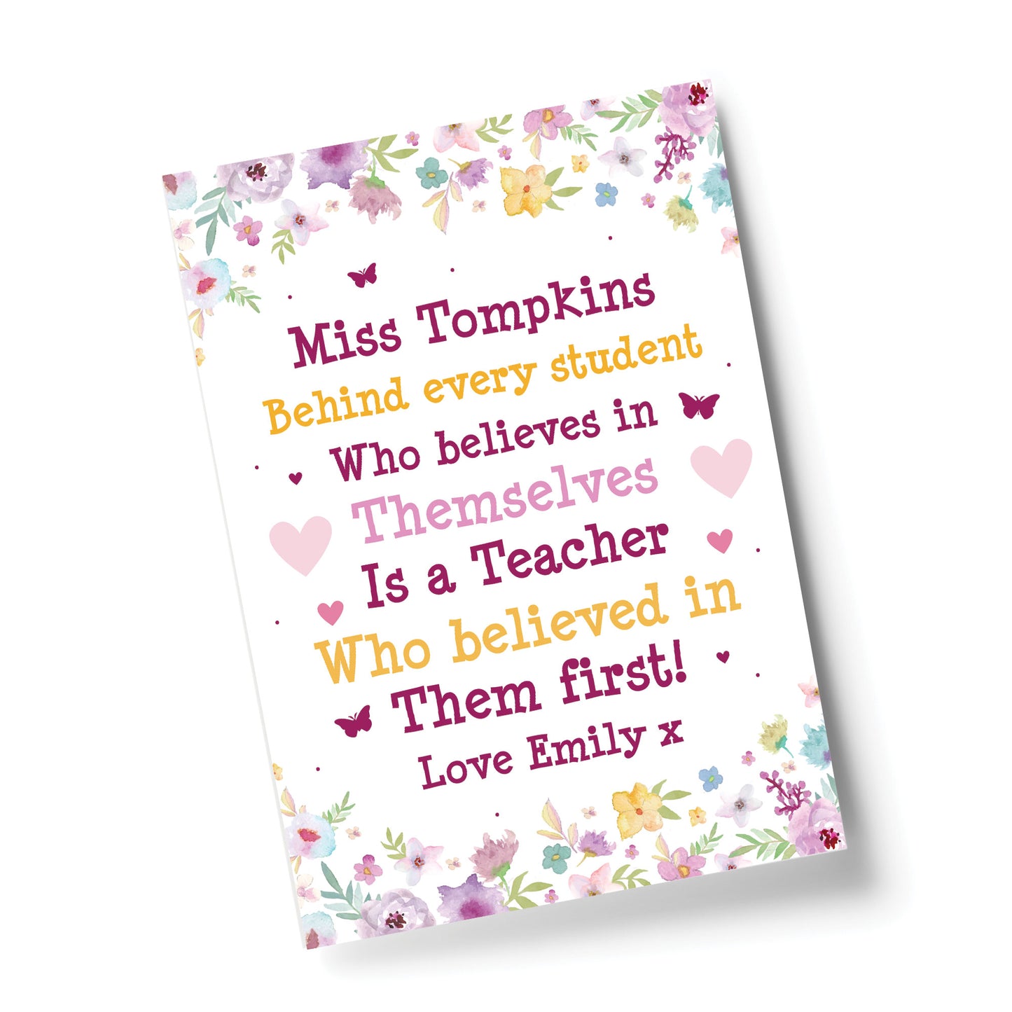 Teacher Leaving School Nursery Gift Personalised Floral Print