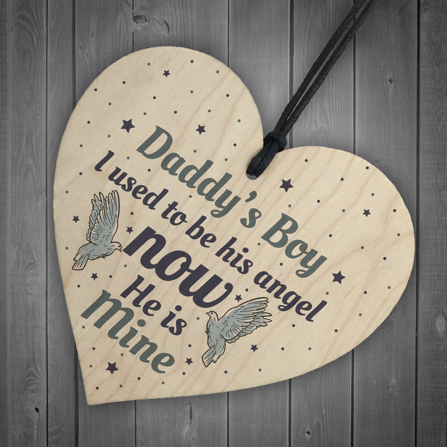 Daddys Boy Dad Memorial Heart Birthday Gifts For Garden Plaques