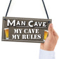 My Cave My Rules Man Cave Home Bar Pub Husband Hanging Plaque