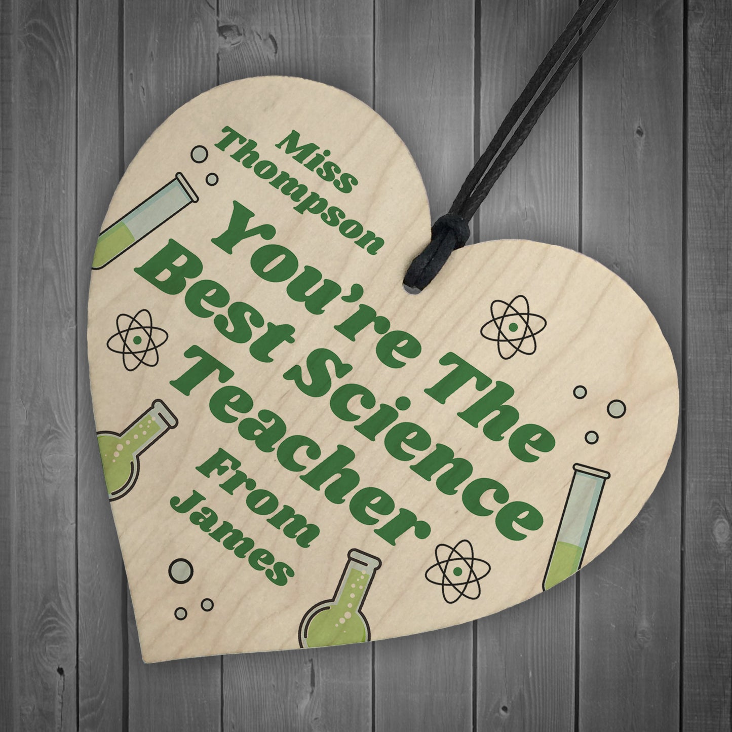 Personalised Teacher Heart Plaque Thank You Gift Science Teacher