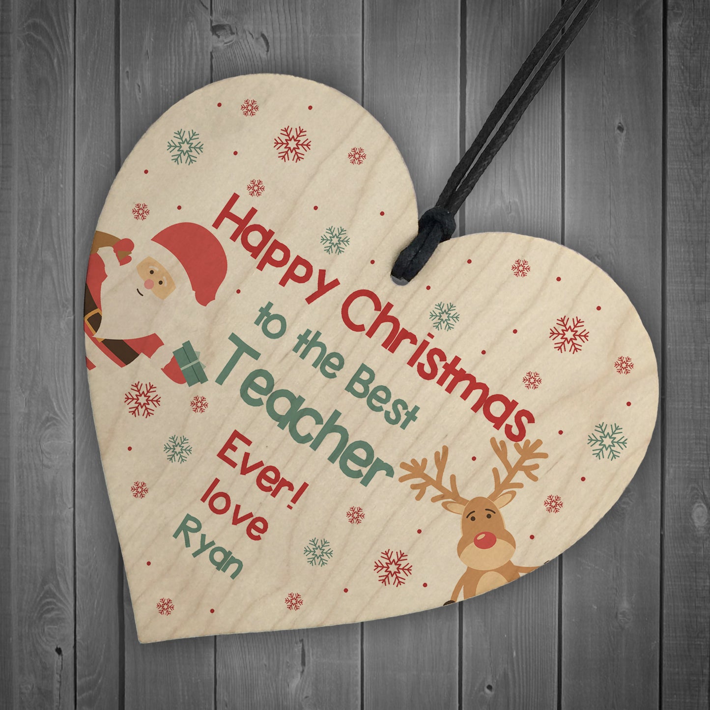 Happy Christmas Gift For Teacher Teaching Assistant Wood Heart