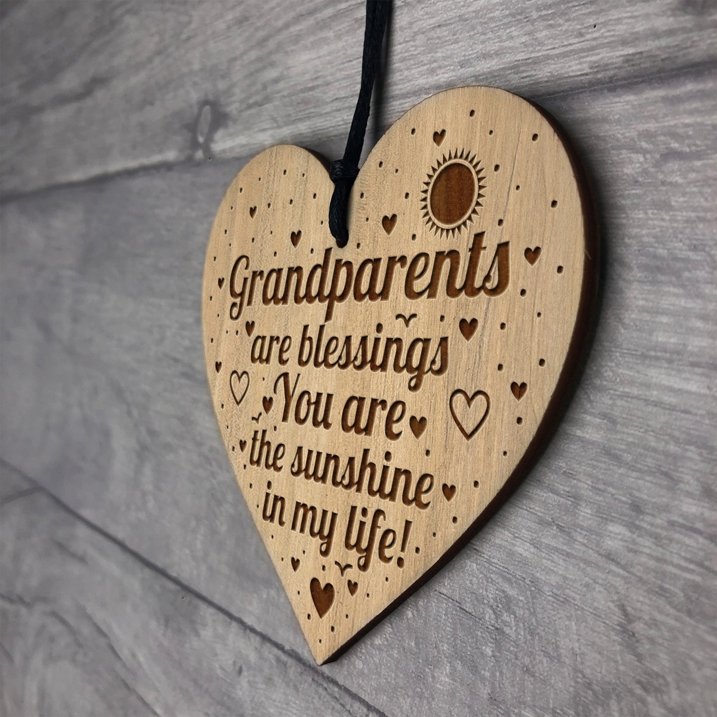 Grandparents Gift Wood Engraved Heart Grandparent Sign