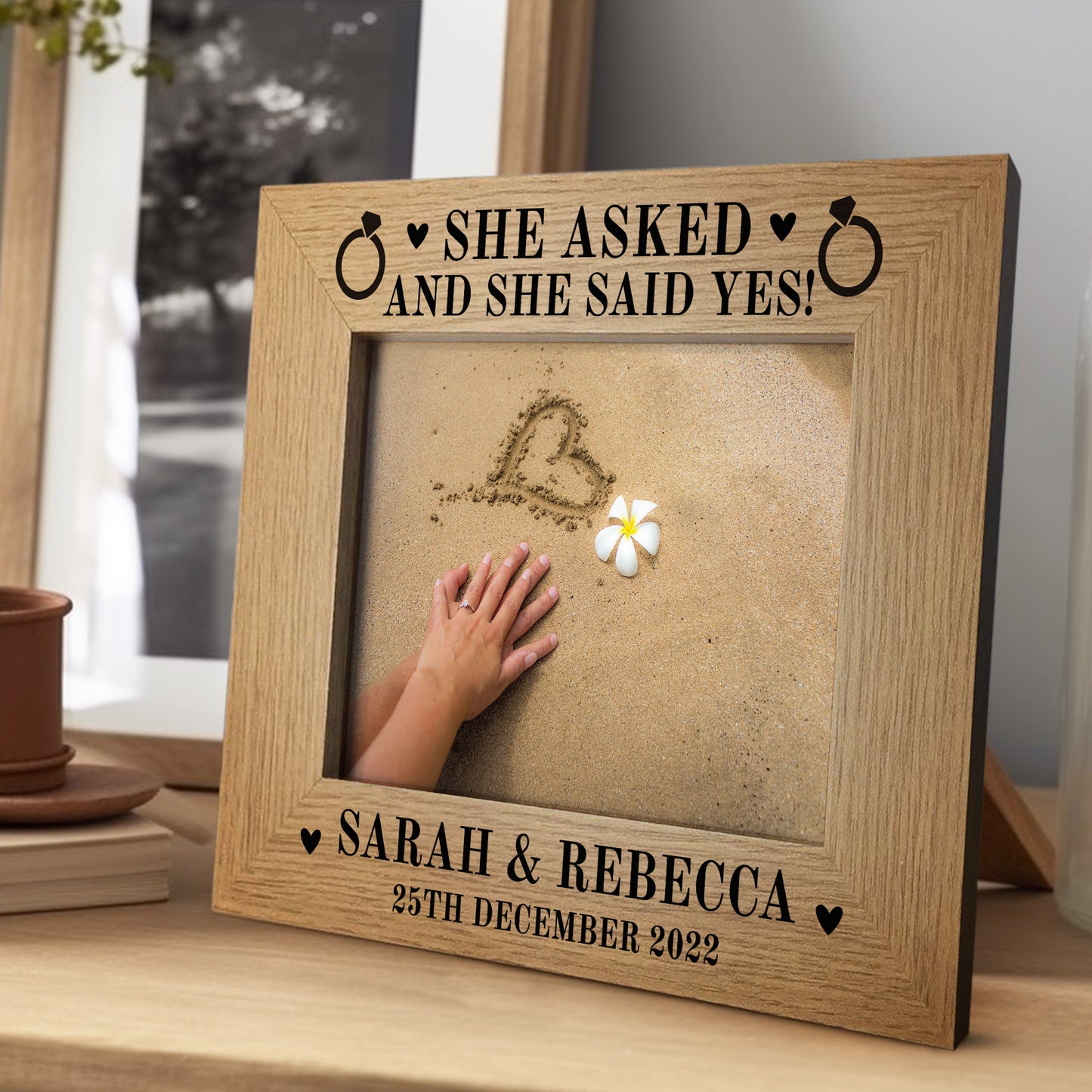 She Asked & She Said Yes PERSONALISED Engagement Memory Frame