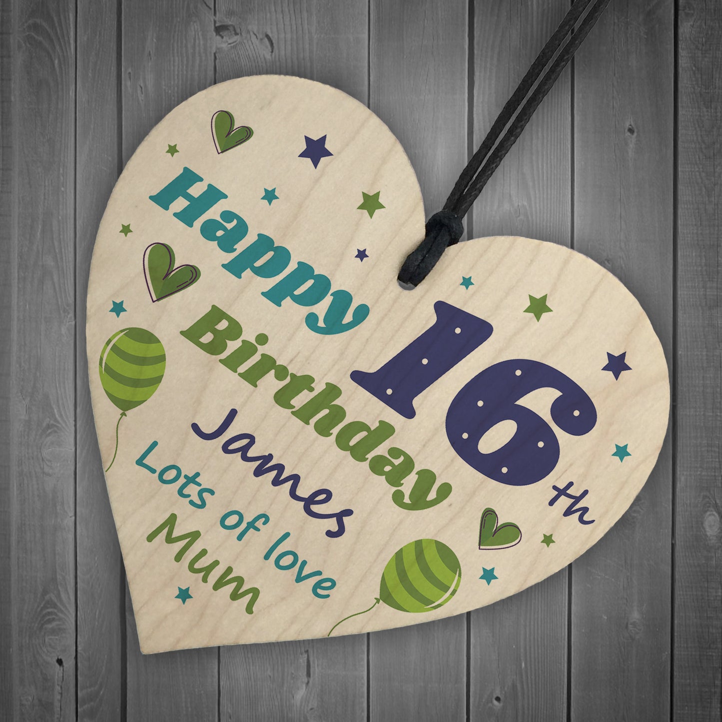 16th Birthday PERSONALISED Wood Heart Gift For Son Novelty