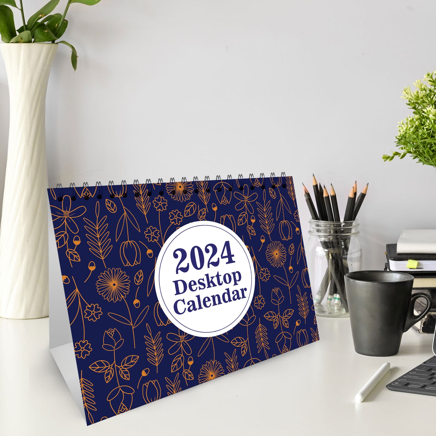 2024 Desk Calendar Floral Design Month To View With Notes Family