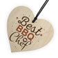 BBQ Barbecue Cooking Kitchen Dad Mum Gift Wood Heart Sign