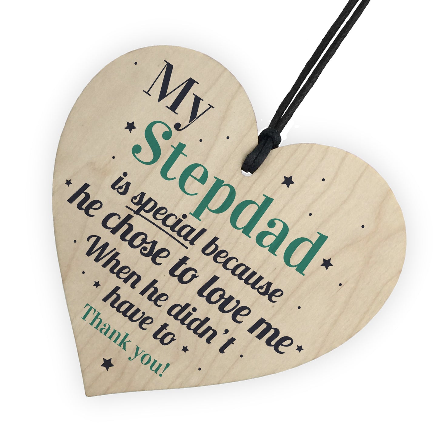 Stepdad Dad Wood Heart FATHERS DAY Gifts For Him Daughter Son