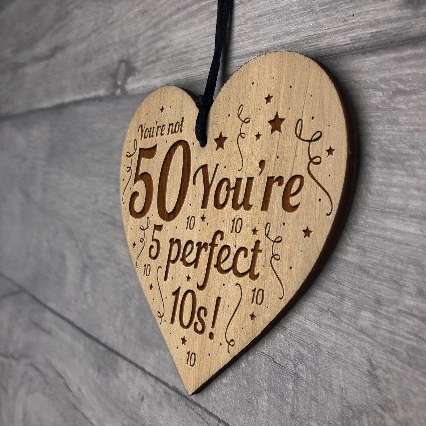 50th Birthday Gift For Friend Men Women Engraved Heart Funny