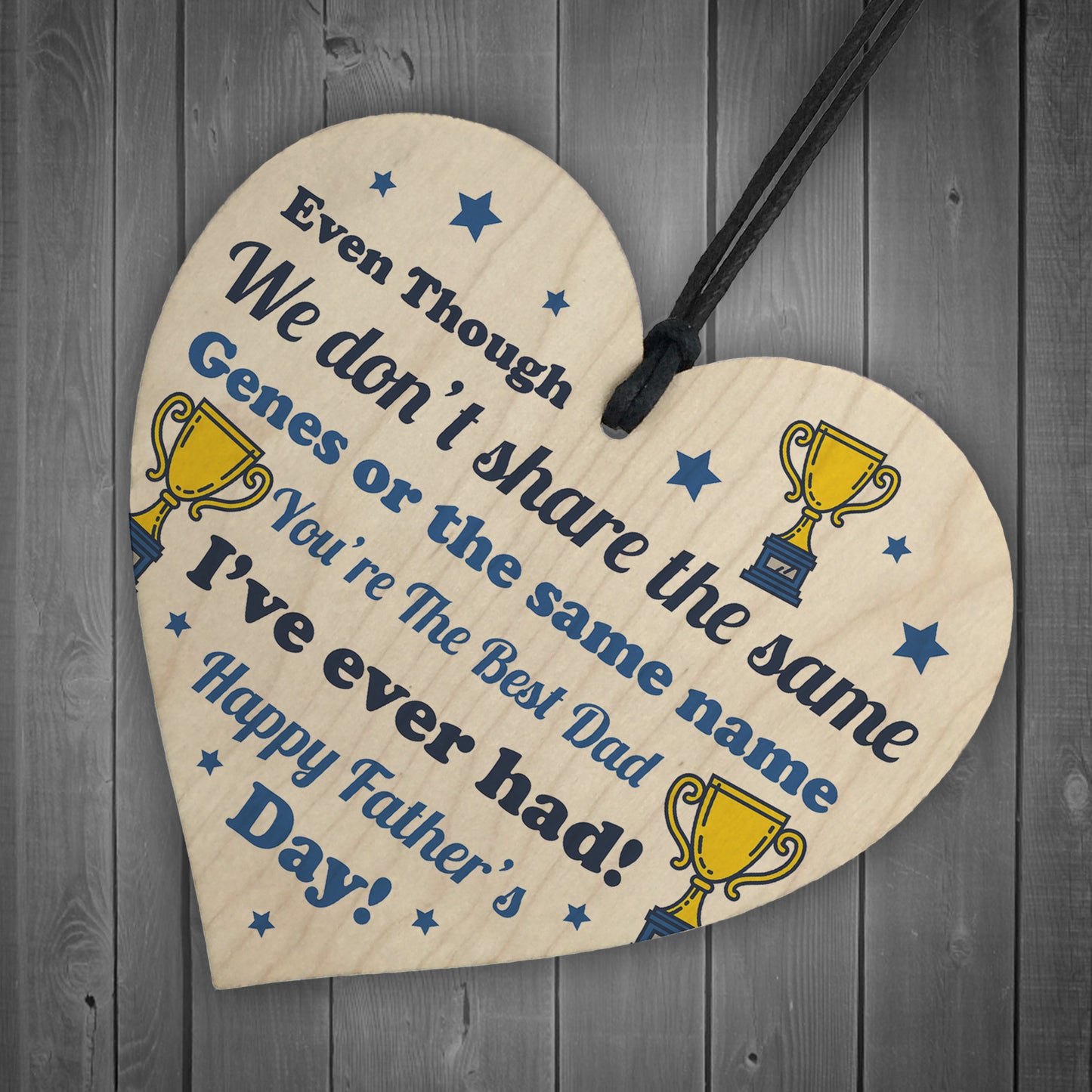 Special Fathers Day Gift For Stepdad Wood Heart Thank You Gift