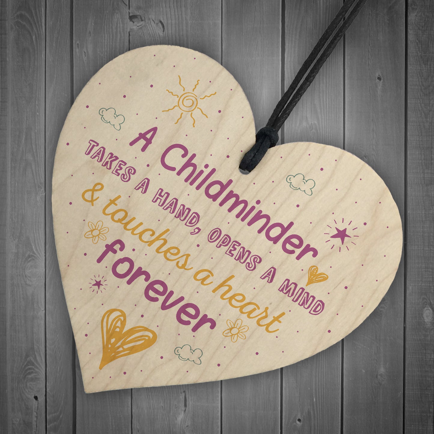 Handmade Wooden Hanging Heart Plaque Childminder Teacher Gift