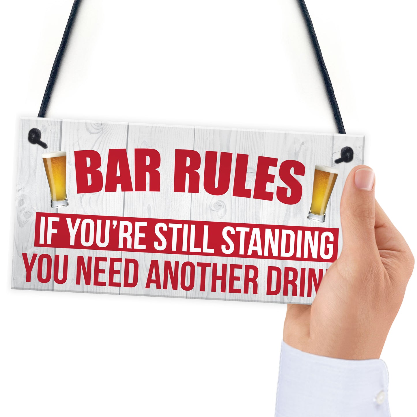 Bar Rules Still Standing Alcohol Beer Pub Hanging Plaque