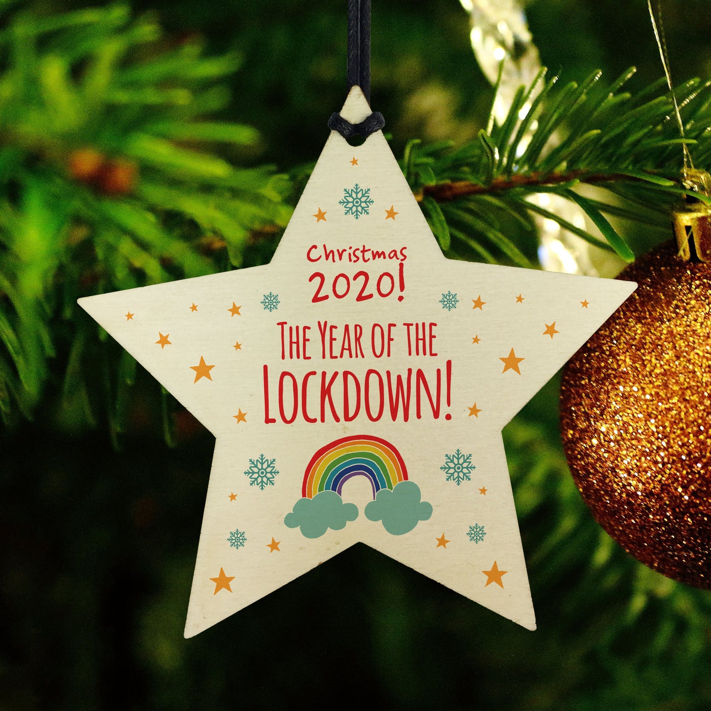 2020 Lockdown Wooden Christmas Bauble Decoration Family Xmas