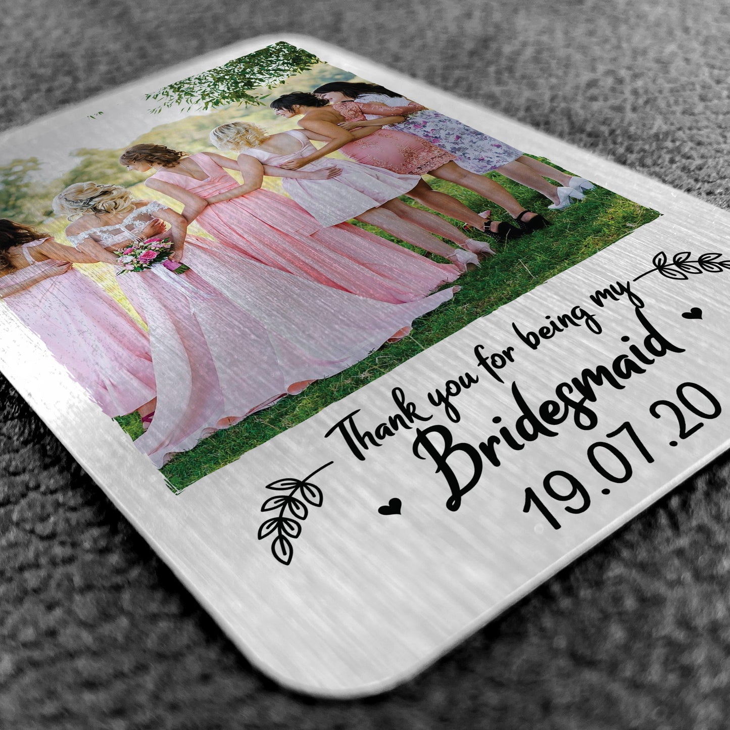 Personalised Wedding Favour Thank You Bridesmaid Gift Metal Card
