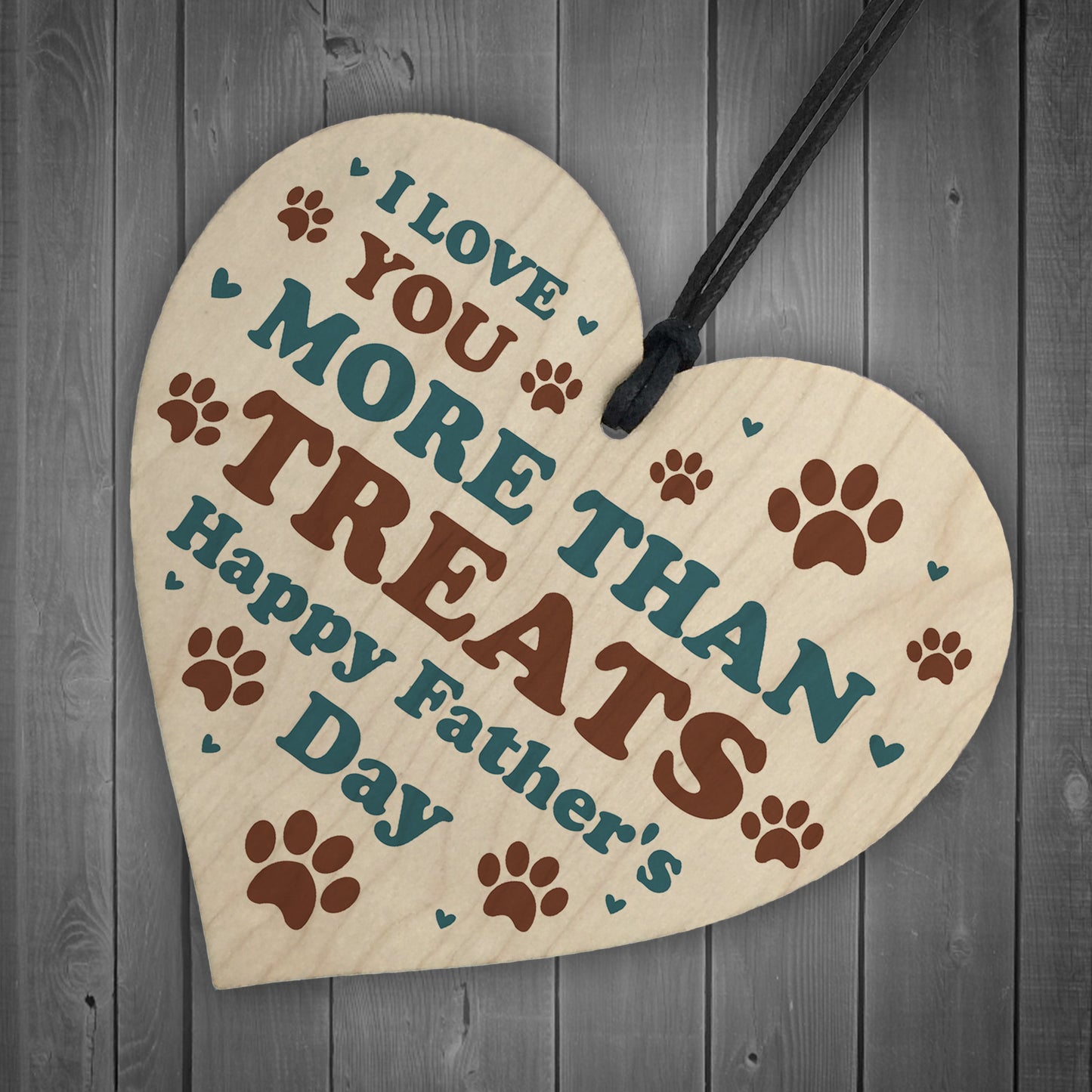 Fathers Day Gift For The Dog Funny Wooden Heart Gift For Dad