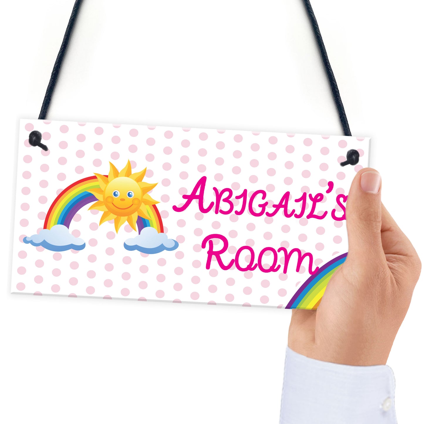 Personalised Rainbow Name Room Play Room Hanging Plaque Sign