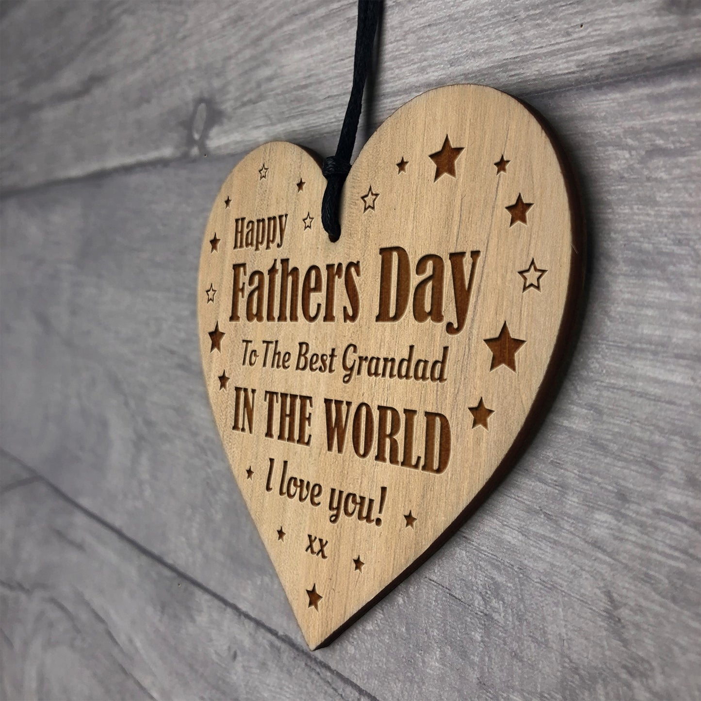 Happy Fathers Day Gift For Grandad Engraved Heart Sign Gift