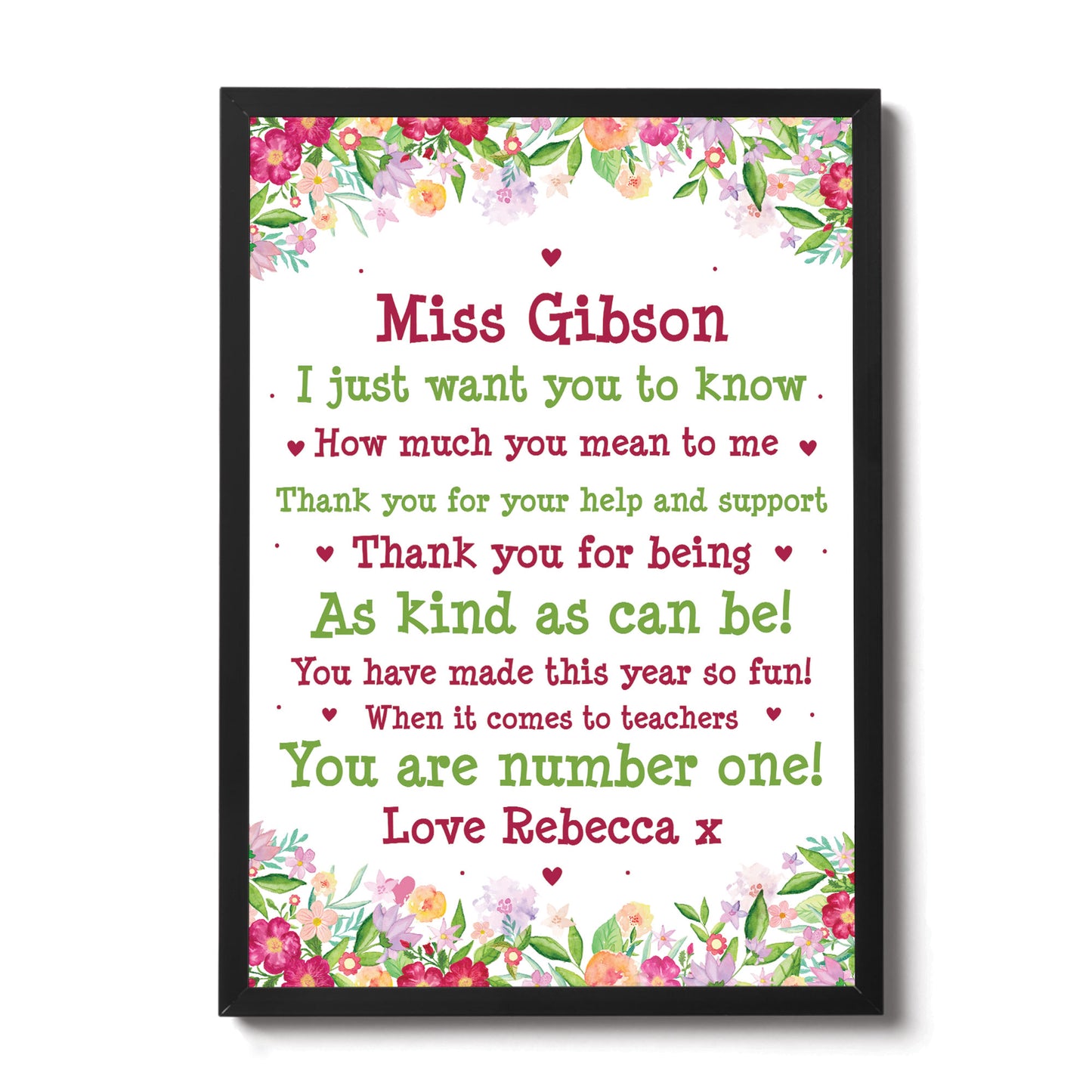 Personalised Teacher Framed Print Gift Leaving School Nursery