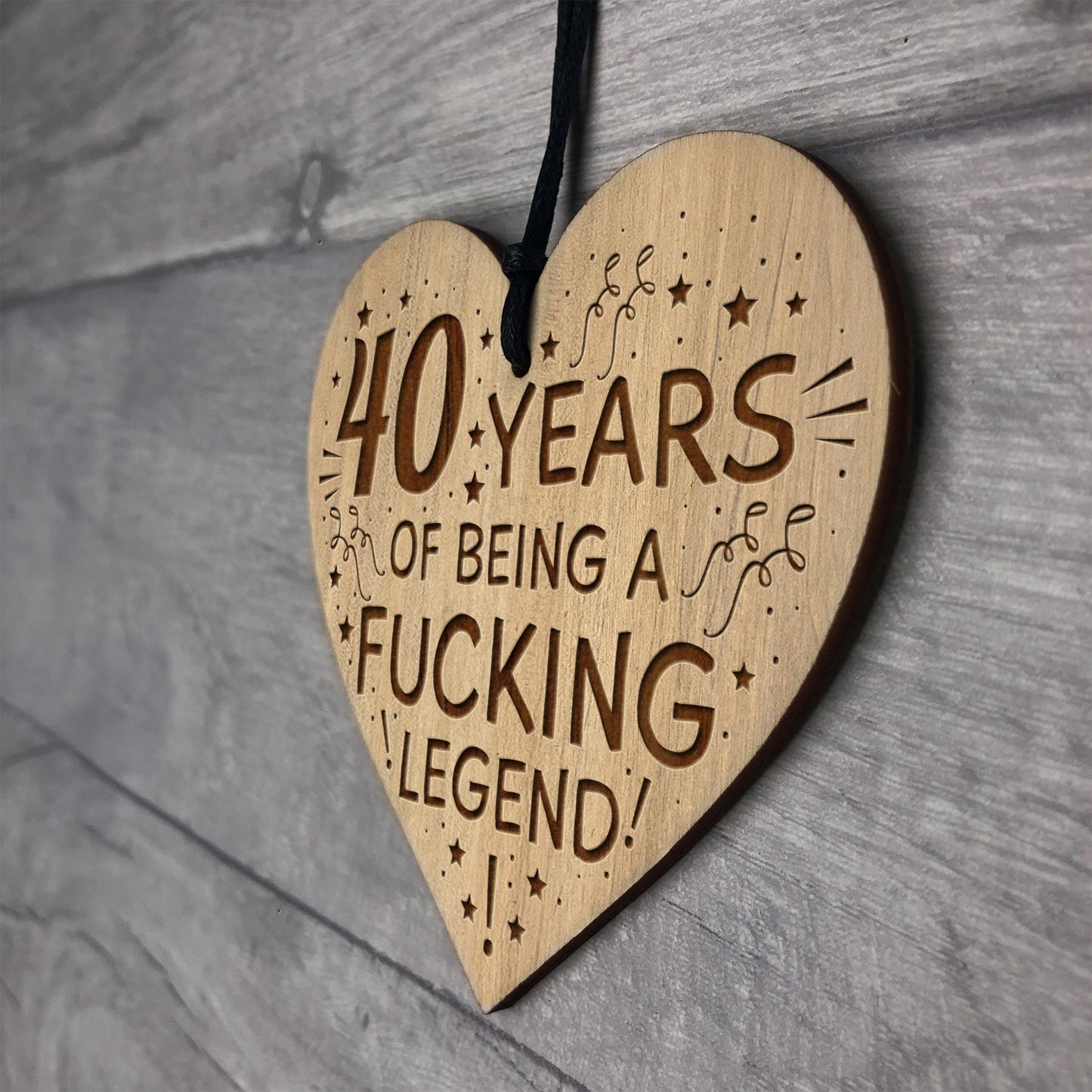 Funny Humorous 40th Birthday Gift For Men Women Engraved Heart