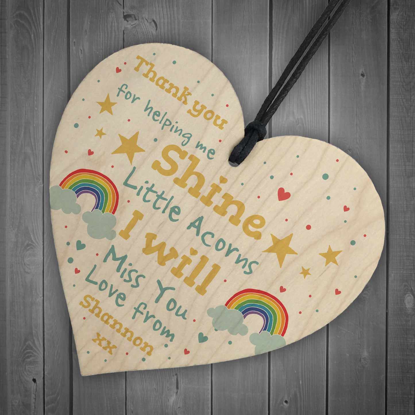 Personalised Gift For School Nursery Wooden Heart Personalised